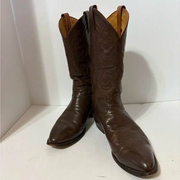 Tony Lama Dark Brown Cowboy Boots - Picture 1 of 10